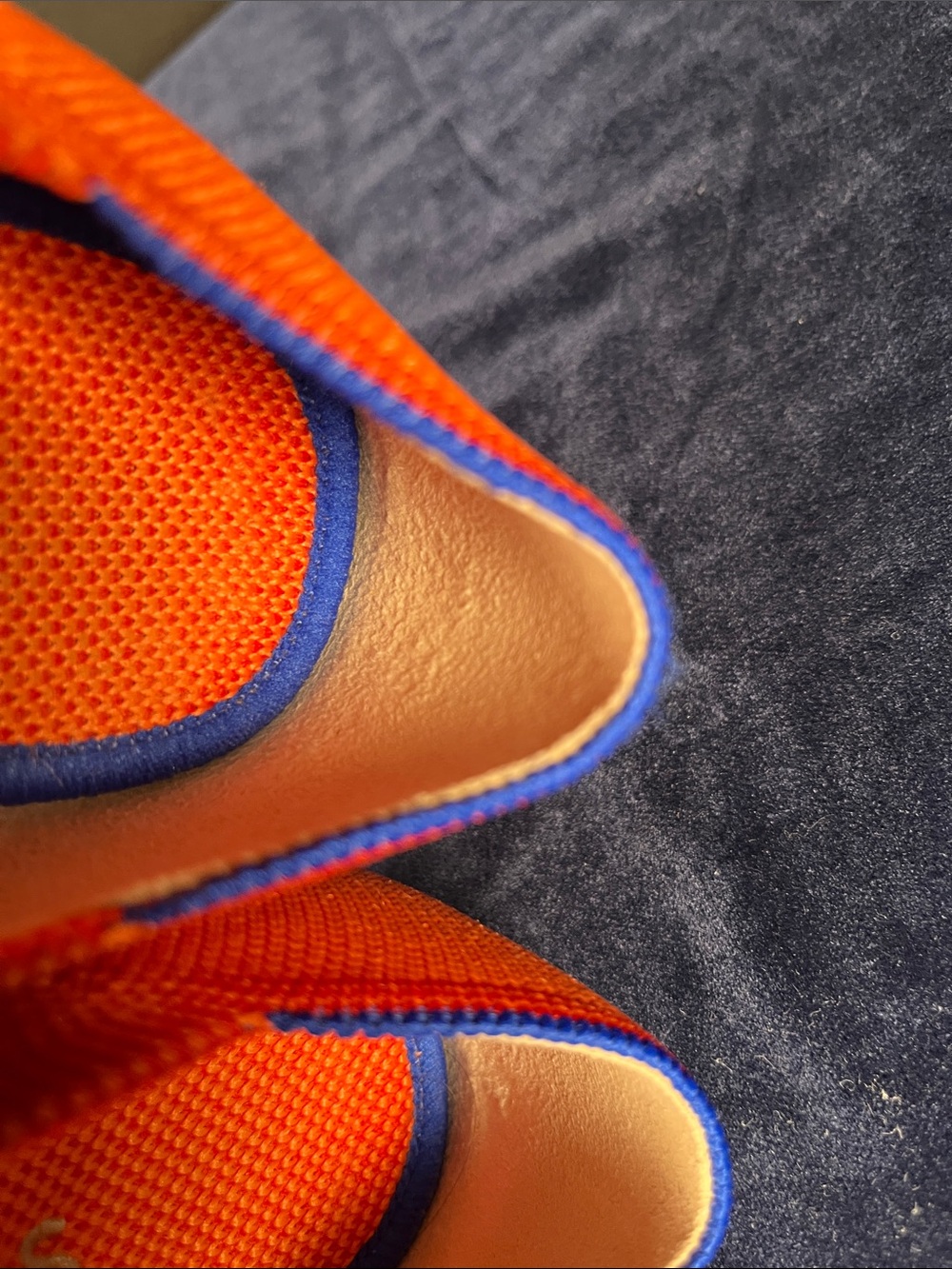 Rothy's Orange Knit Pointed-Toe Flats with Blue Trim Size 9.5 - Picture 6 of 8